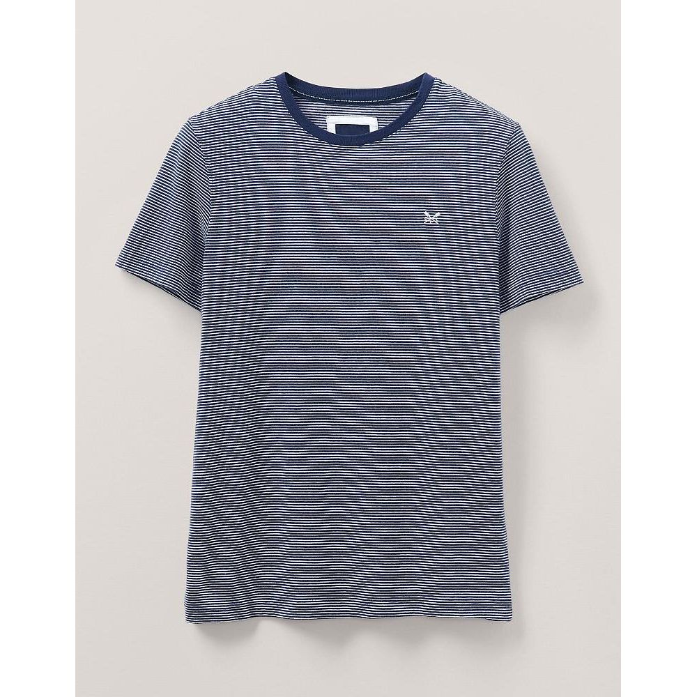 Crew Clothing Fine Stripe T - Shirt - Navy White Stripe - Beales department store