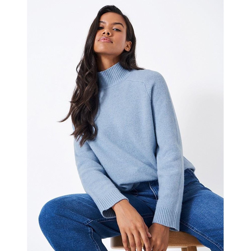 Crew Clothing Harmony Merino Wool Blend Funnel Neck Jumper - Blue Heron - Beales department store