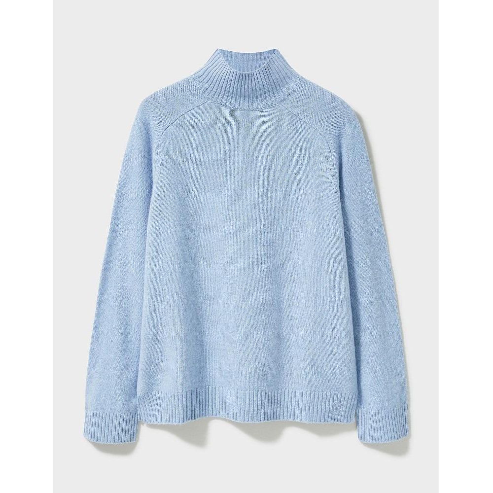 Crew Clothing Harmony Merino Wool Blend Funnel Neck Jumper - Blue Heron - Beales department store