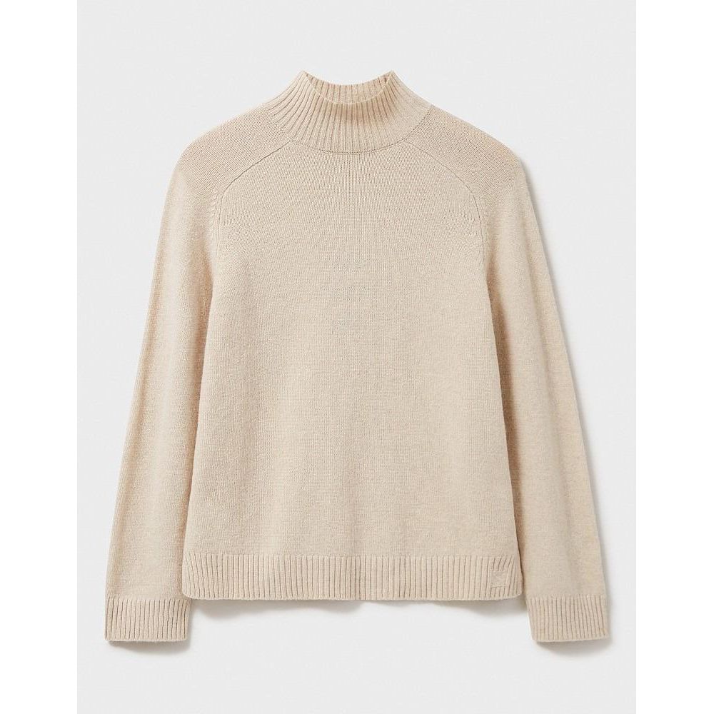 Crew Clothing Harmony Merino Wool Blend Funnel Neck Jumper - Oatmeal - Beales department store