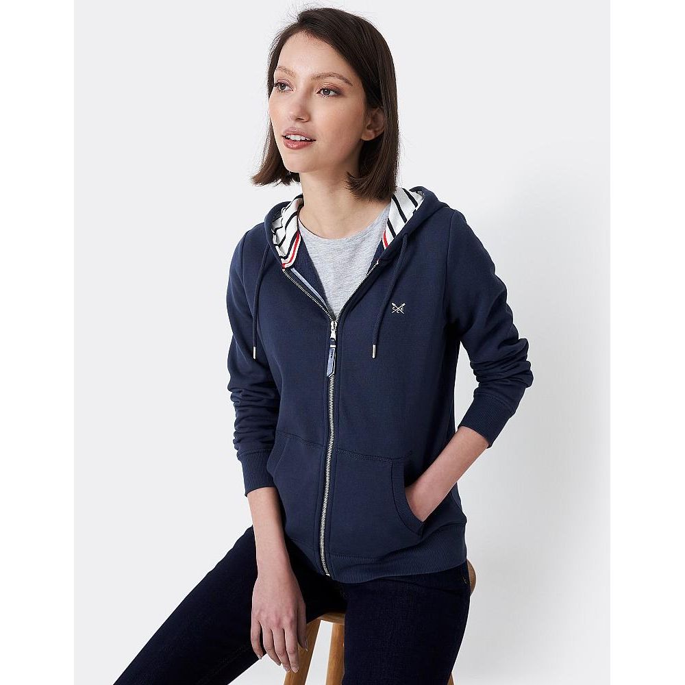 Crew Clothing Heritage Zip Through Hoodie - Navy - Beales department store