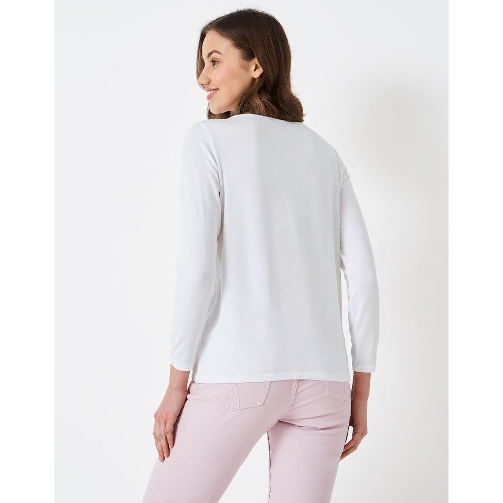 Crew Clothing Jemma Boat Neck Top - White - Beales department store