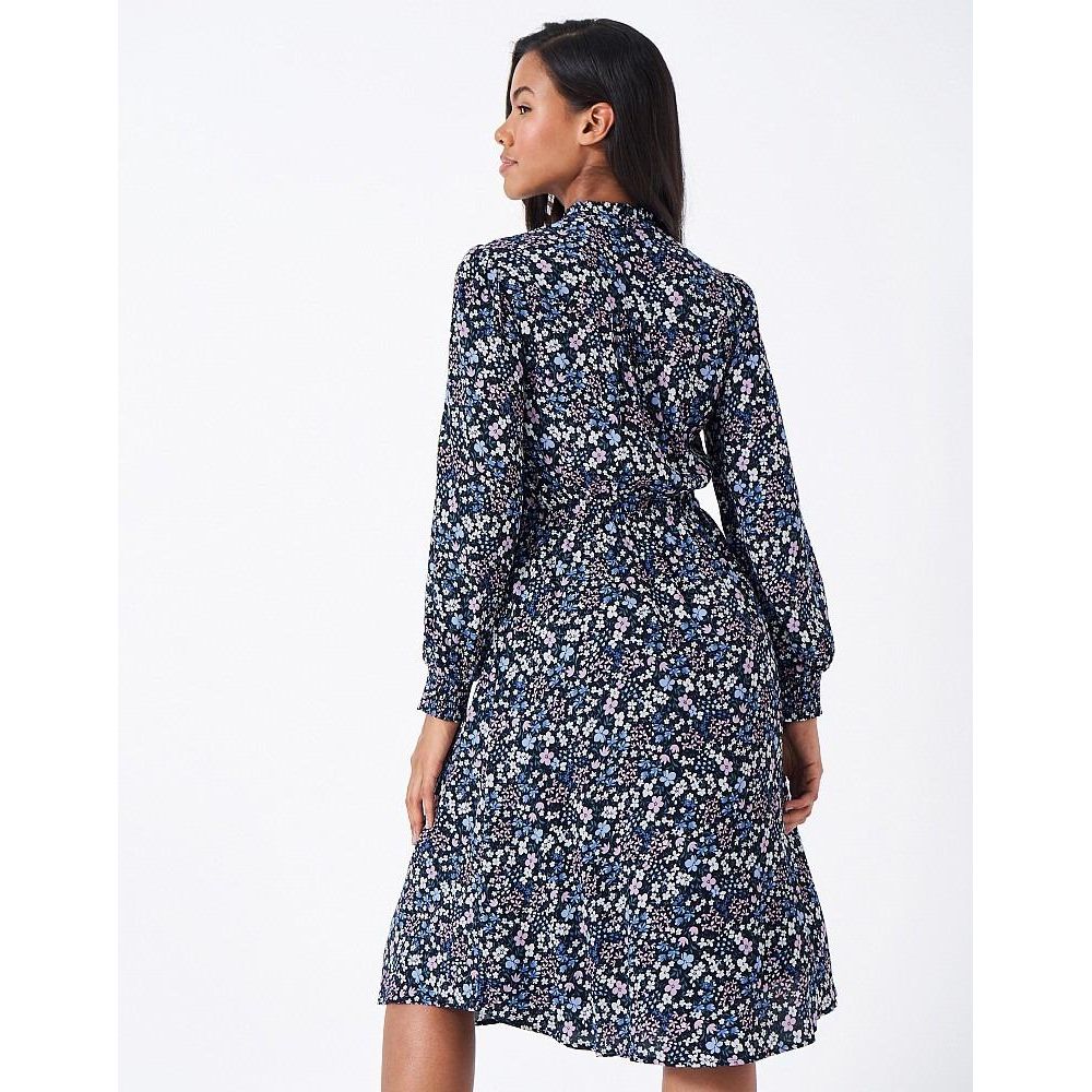 Crew Clothing Kimberley Tie Waist Dress - Blue Print - Beales department store