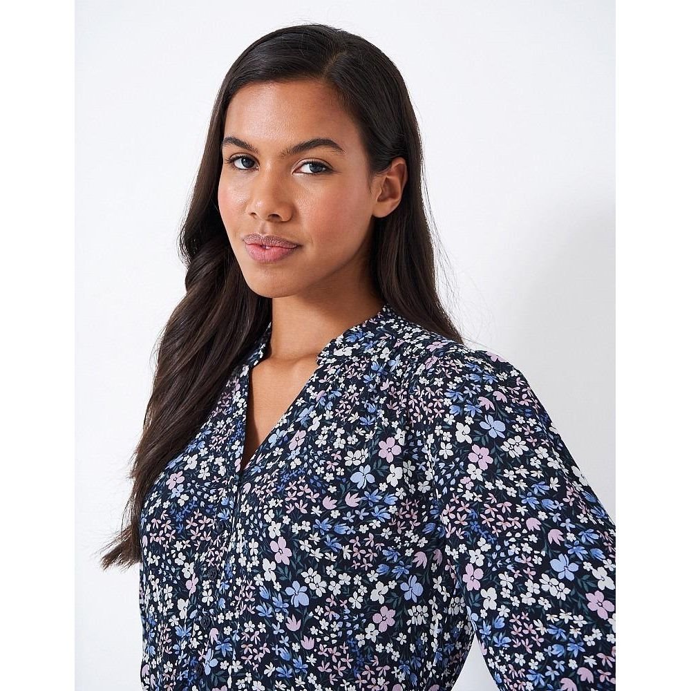 Crew Clothing Kimberley Tie Waist Dress - Blue Print - Beales department store