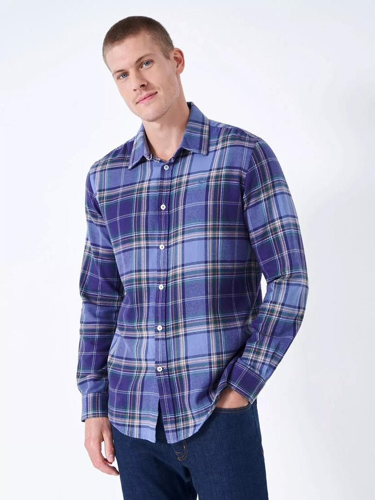 Crew Clothing Kipling Flannel Long Sleeve Shirt - Navy - Beales department store