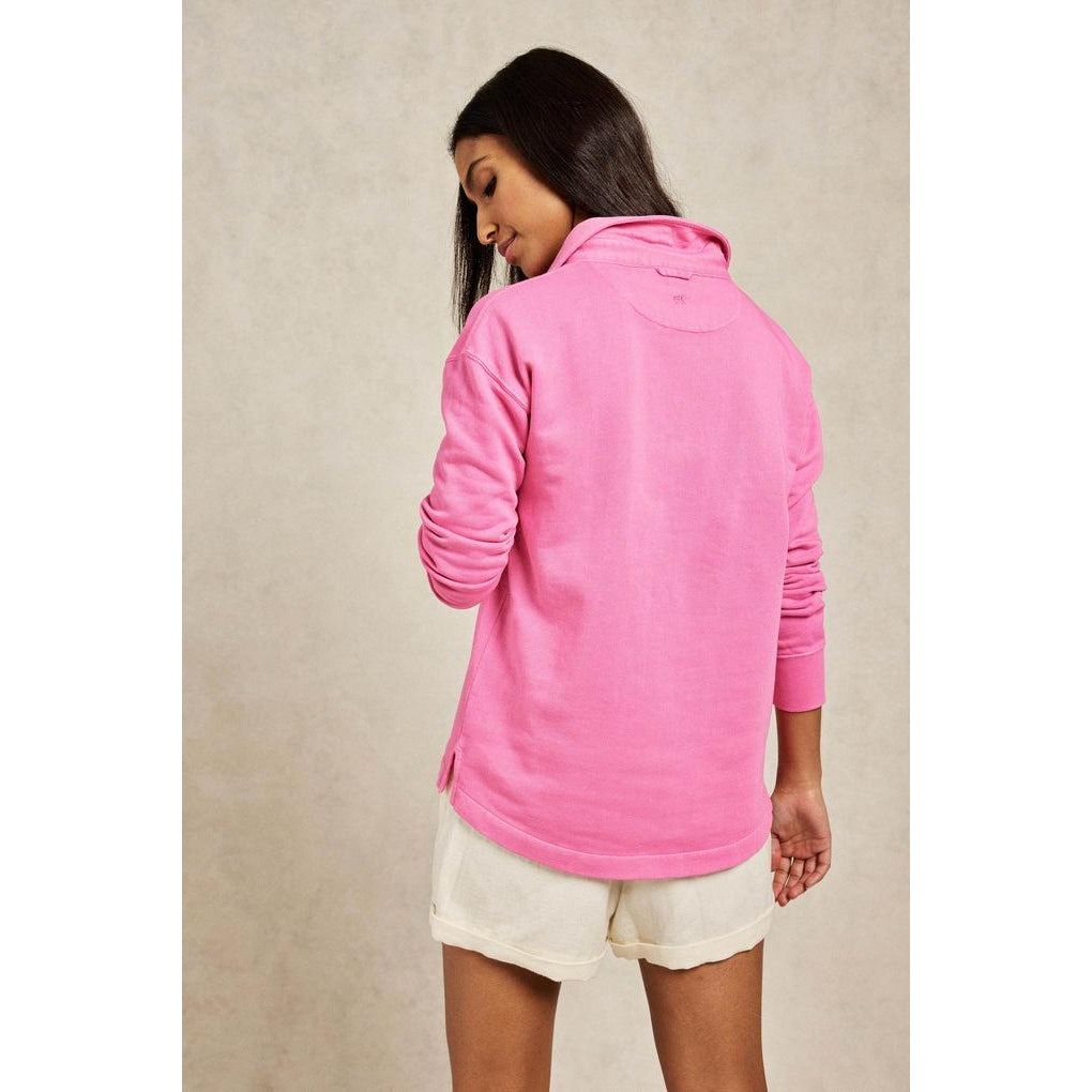 Crew Clothing Kittisford Half Button Sweat - Pink - Beales department store