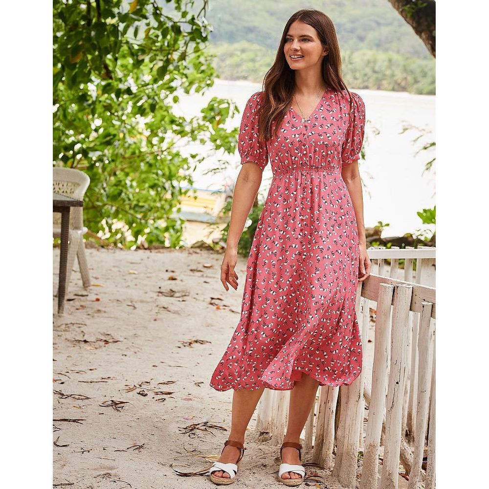 Crew Clothing Lola Dress - Coral Flower - Beales department store