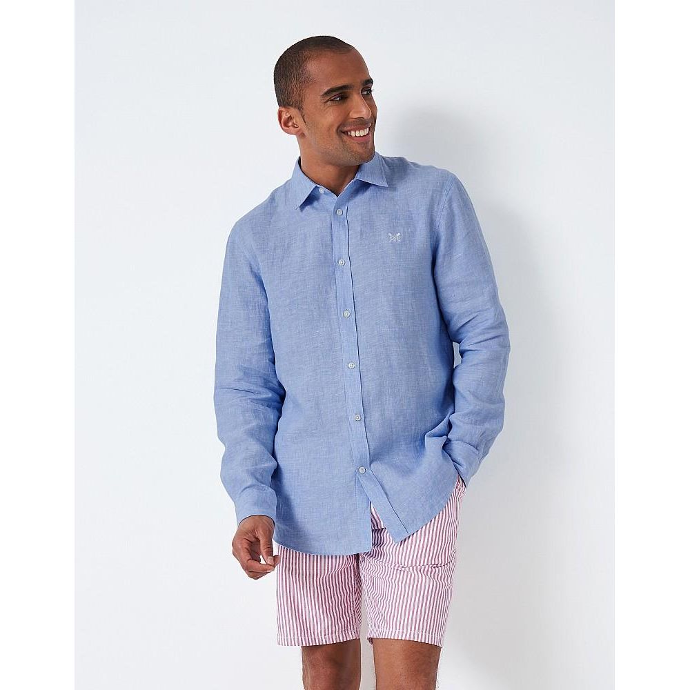 Crew Clothing Long Sleeve Linen Shirt - Sky - Beales department store