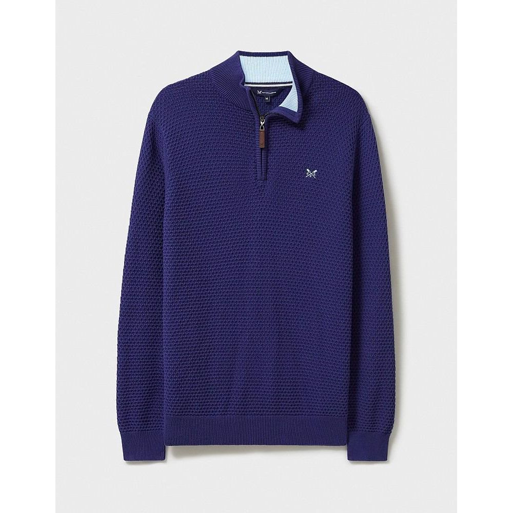 Crew Clothing Ocean Wave Organic Cotton Half Zip Jumper - Twilight Blue - Beales department store