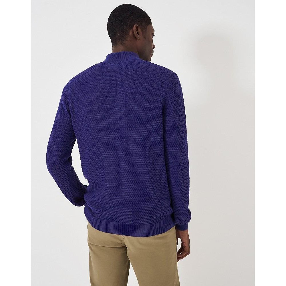 Crew Clothing Ocean Wave Organic Cotton Half Zip Jumper - Twilight Blue - Beales department store