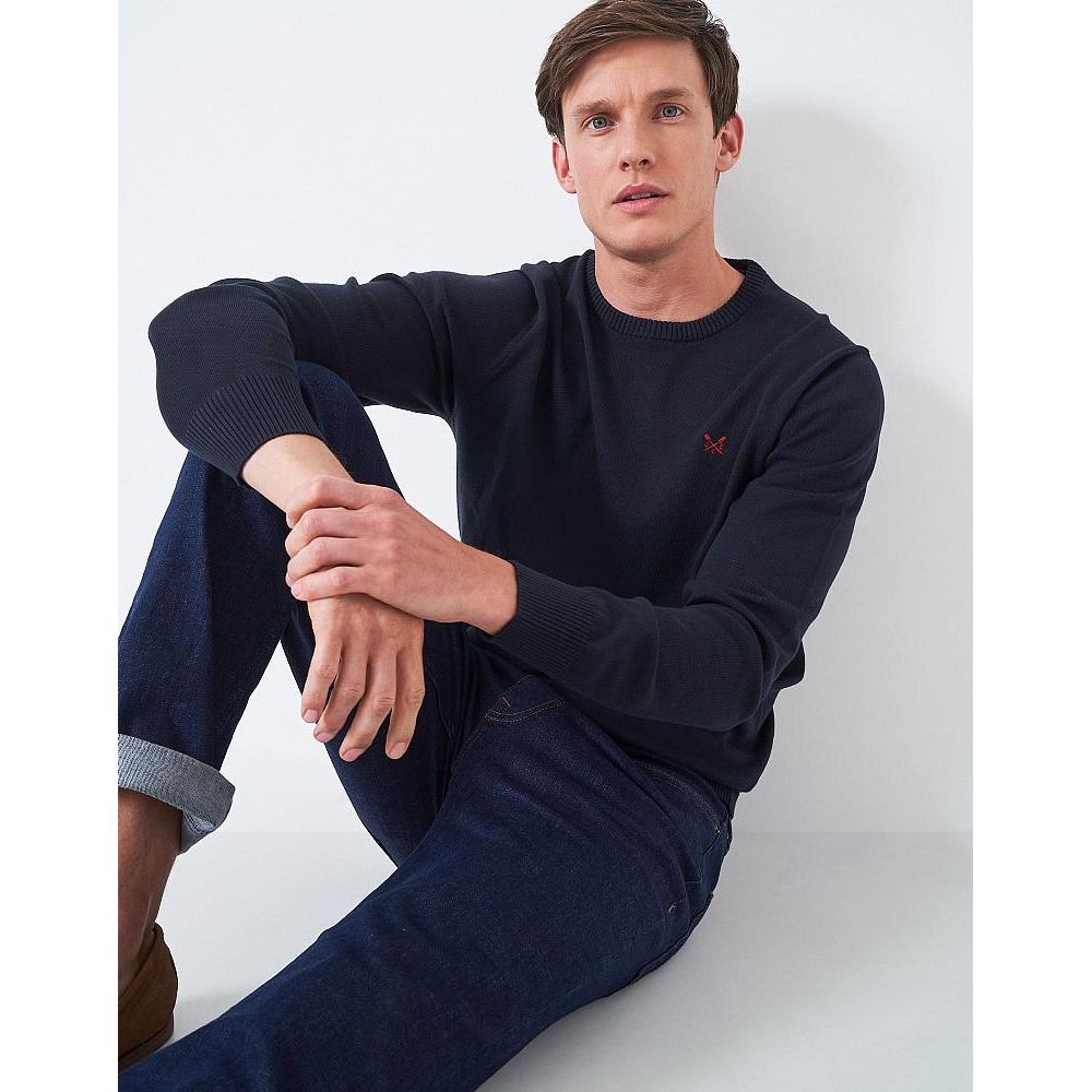 Crew Clothing Organic Cotton Crew Jumper - Dark Navy - Beales department store