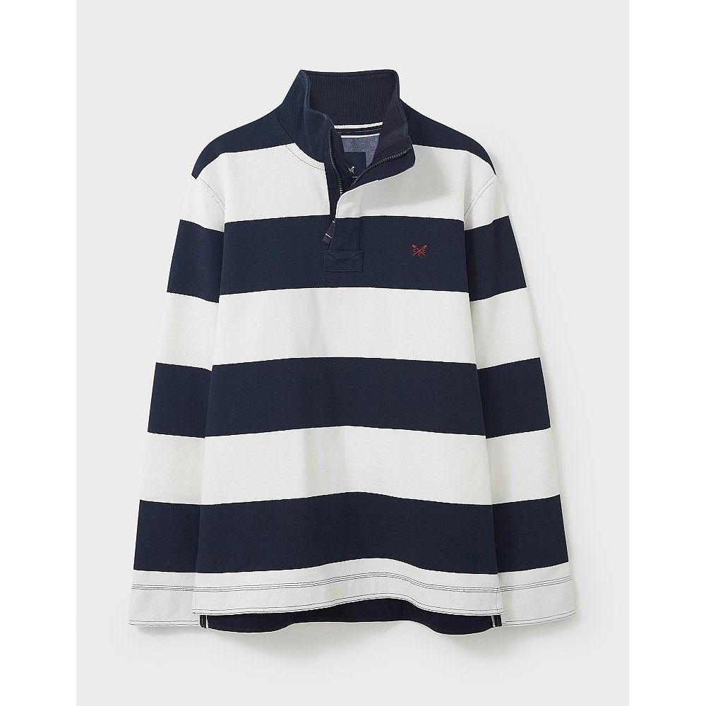 Crew Clothing Padstow Pique Sweatshirt - Navy White Stripe - Beales department store