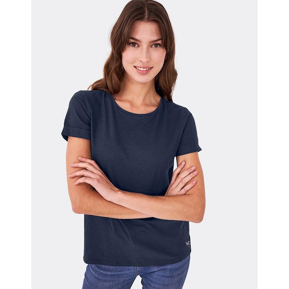 Crew Clothing Perfect Crew Slub T-Shirt - Navy - Beales department store