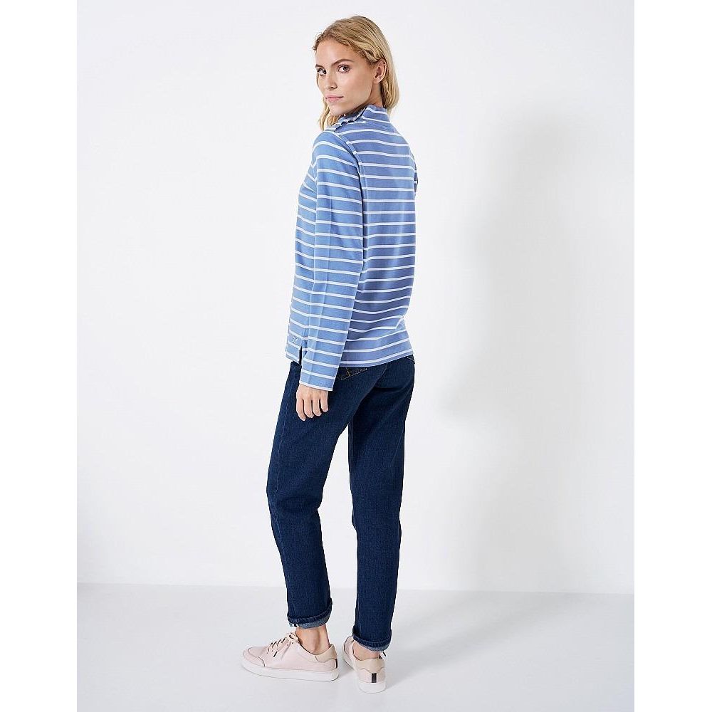 Crew Clothing Relaxed Button Neck Top - Blue - Beales department store