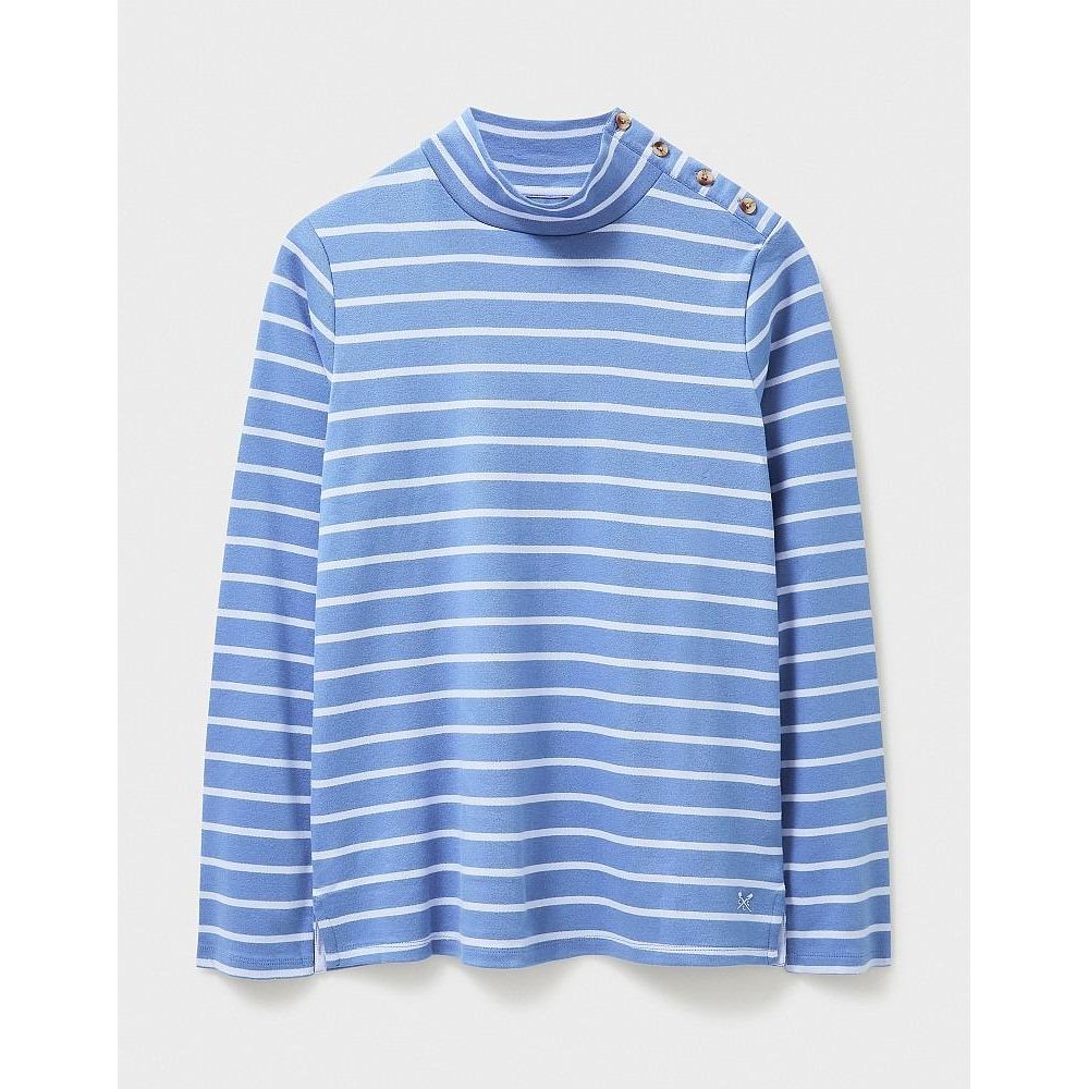 Crew Clothing Relaxed Button Neck Top - Blue - Beales department store