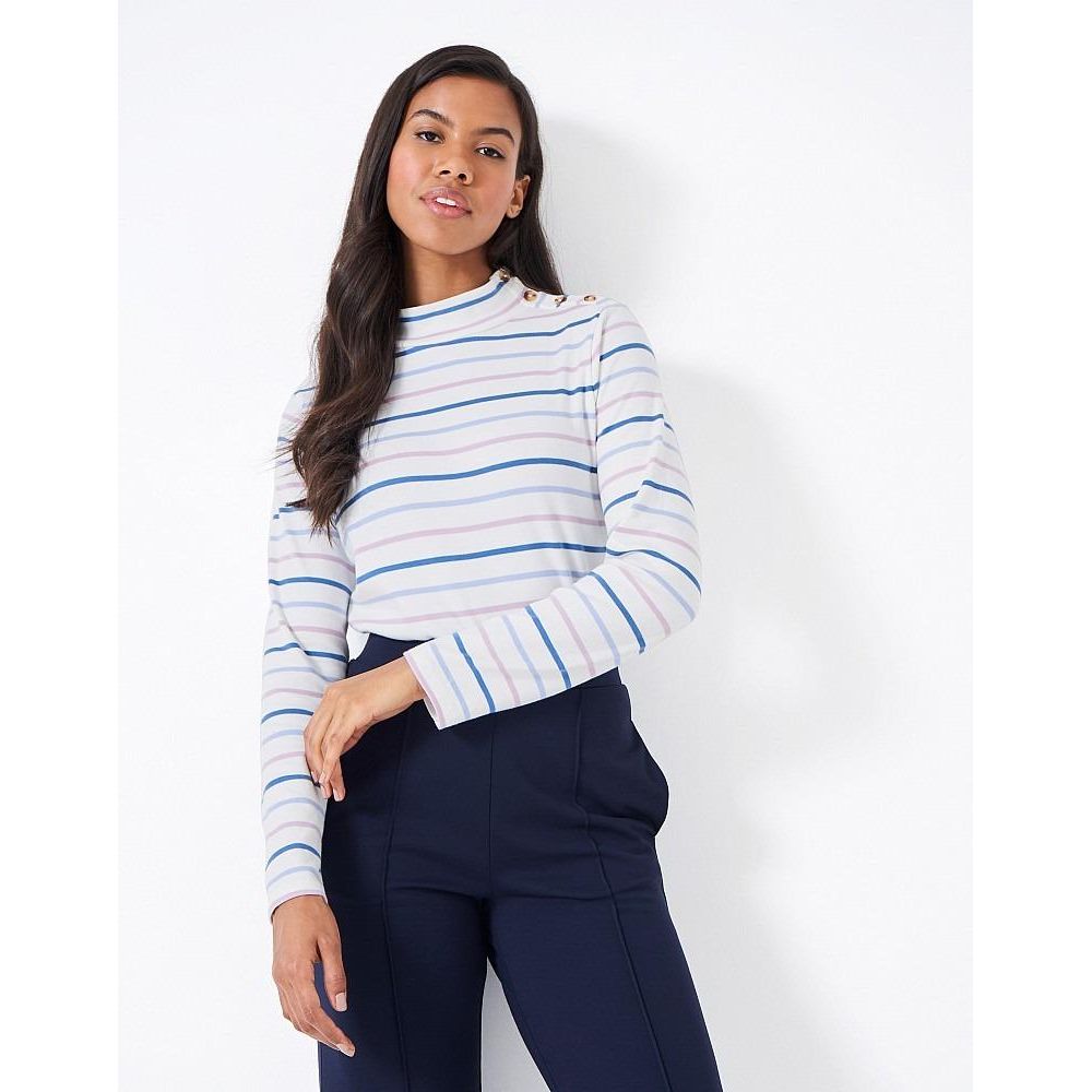 Crew Clothing Relaxed Button Neck Top - Multi Coloured - Beales department store