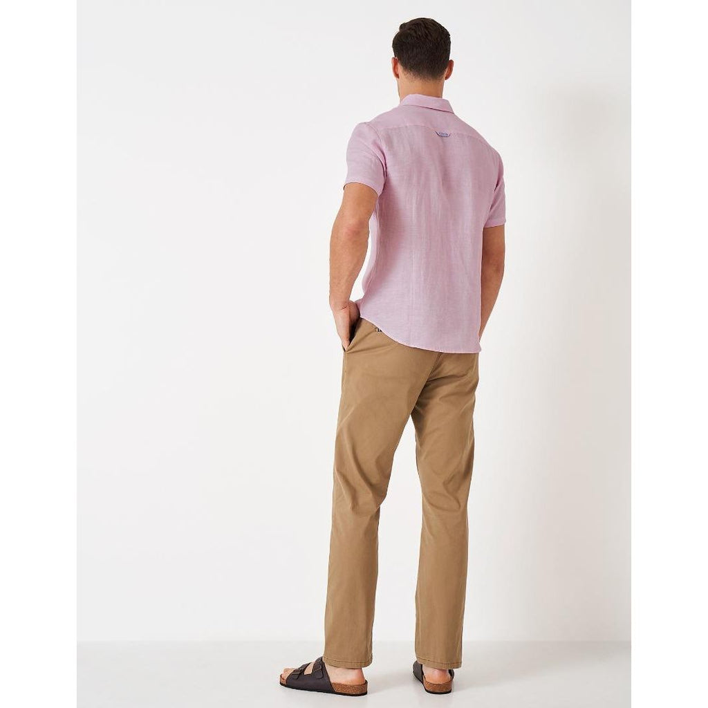 Crew Clothing Short Sleeve Linen Shirt - Pink - Beales department store