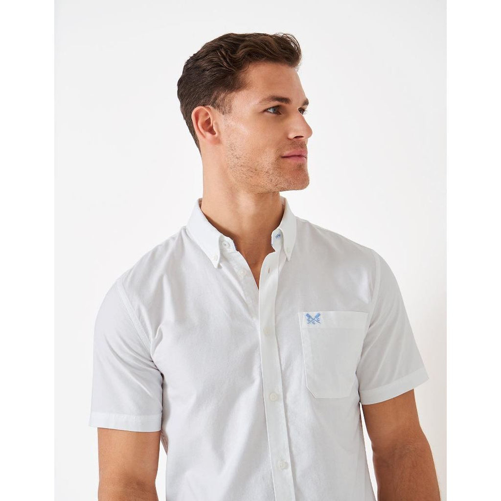 Crew Clothing Short Sleeve Oxford Shirt - Optic White - Beales department store