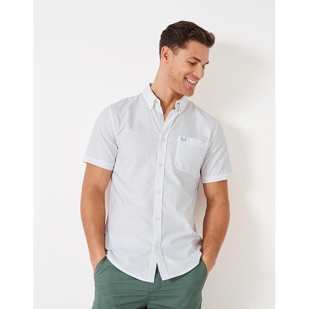 Crew Clothing Short Sleeve Oxford Shirt - Optic White - Beales department store