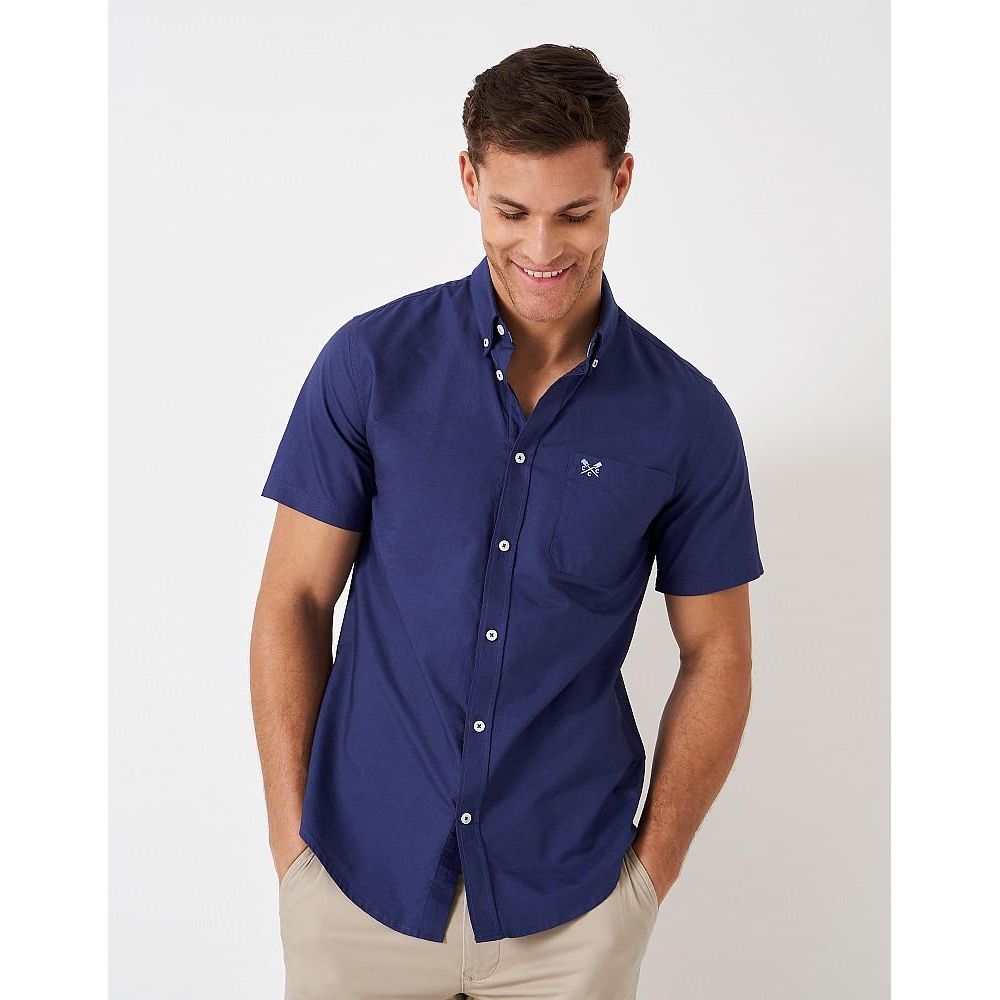 Crew Clothing Short Sleeve Oxford Shirt - Twilight Blue - Beales department store