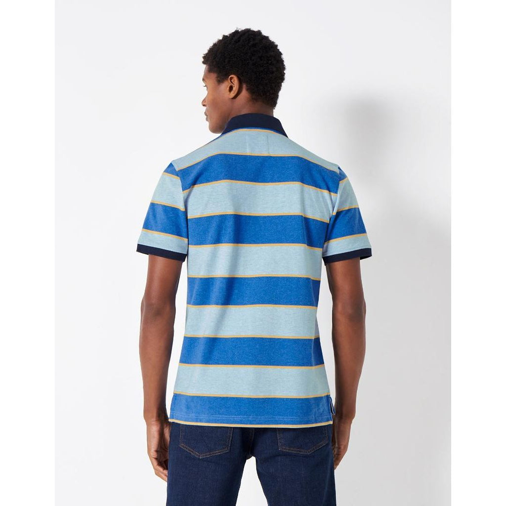 Crew Clothing Stripe Polo Shirt - Blue Honey Stripe - Beales department store