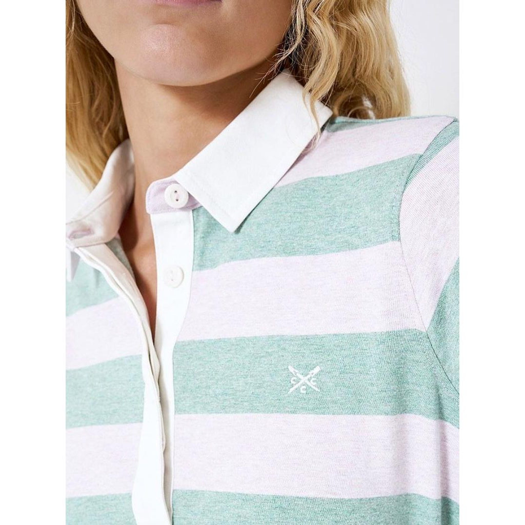 Crew Clothing Stripe Rugby Shirt - SeaPink - Beales department store