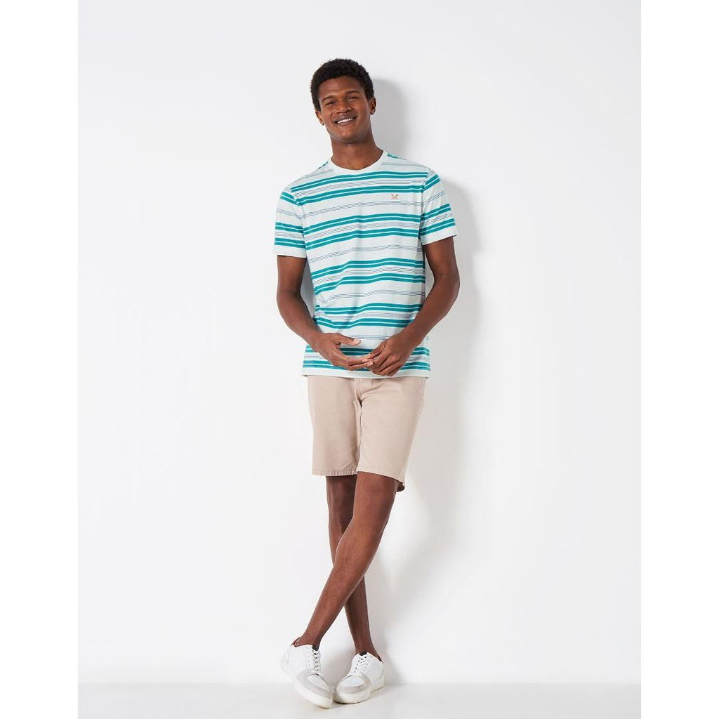 Crew Clothing Stripe T - Shirt - Green Stripe - Beales department store