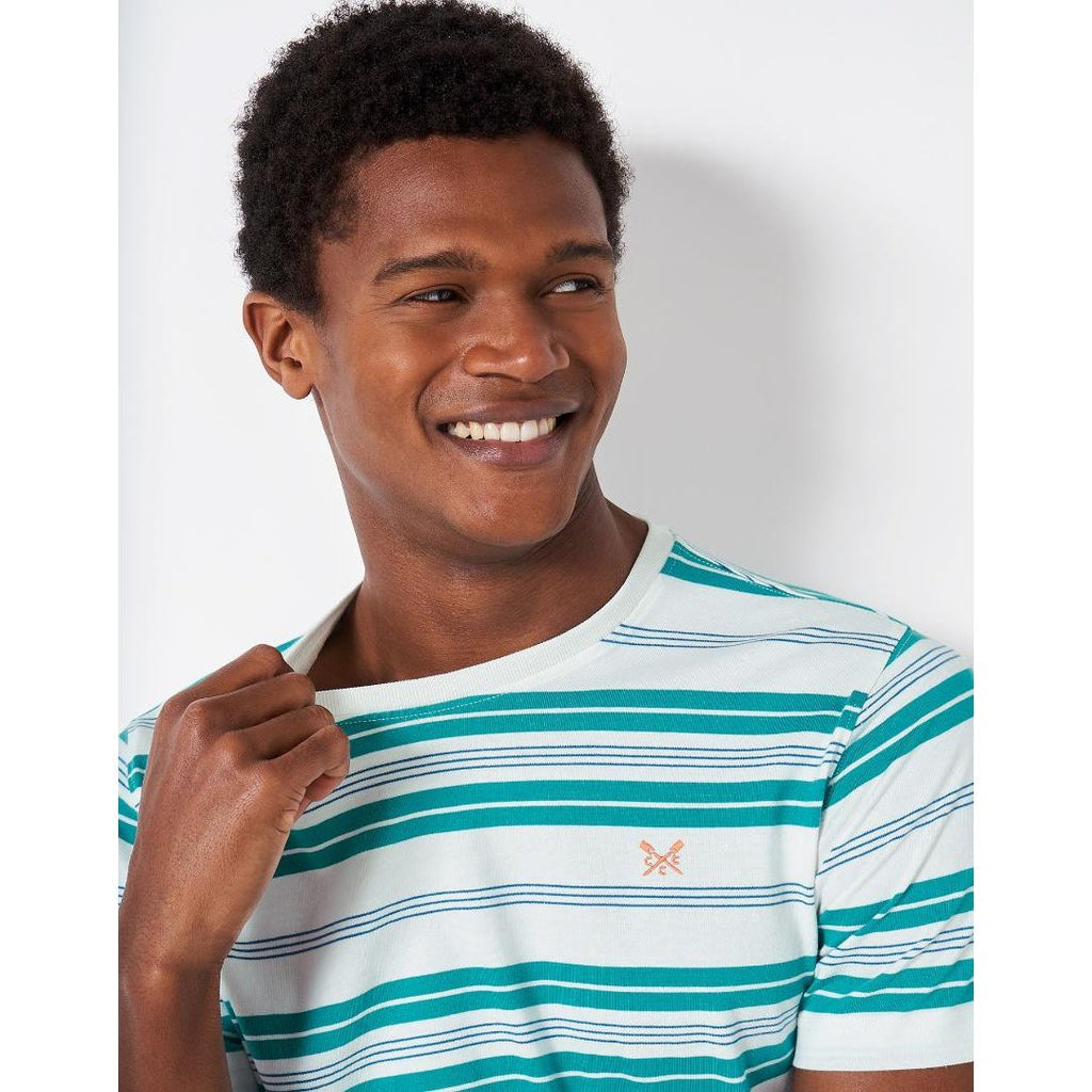 Crew Clothing Stripe T - Shirt - Green Stripe - Beales department store