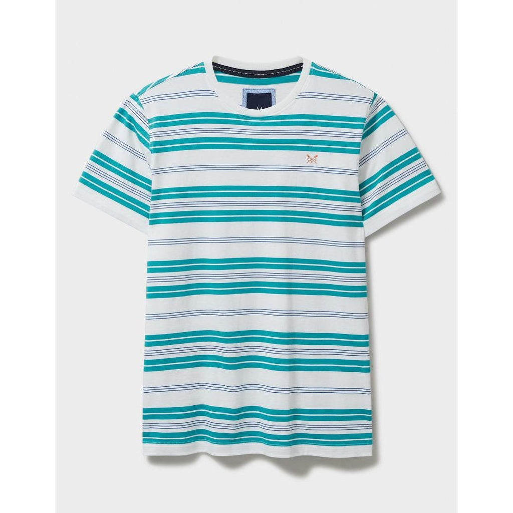 Crew Clothing Stripe T - Shirt - Green Stripe - Beales department store