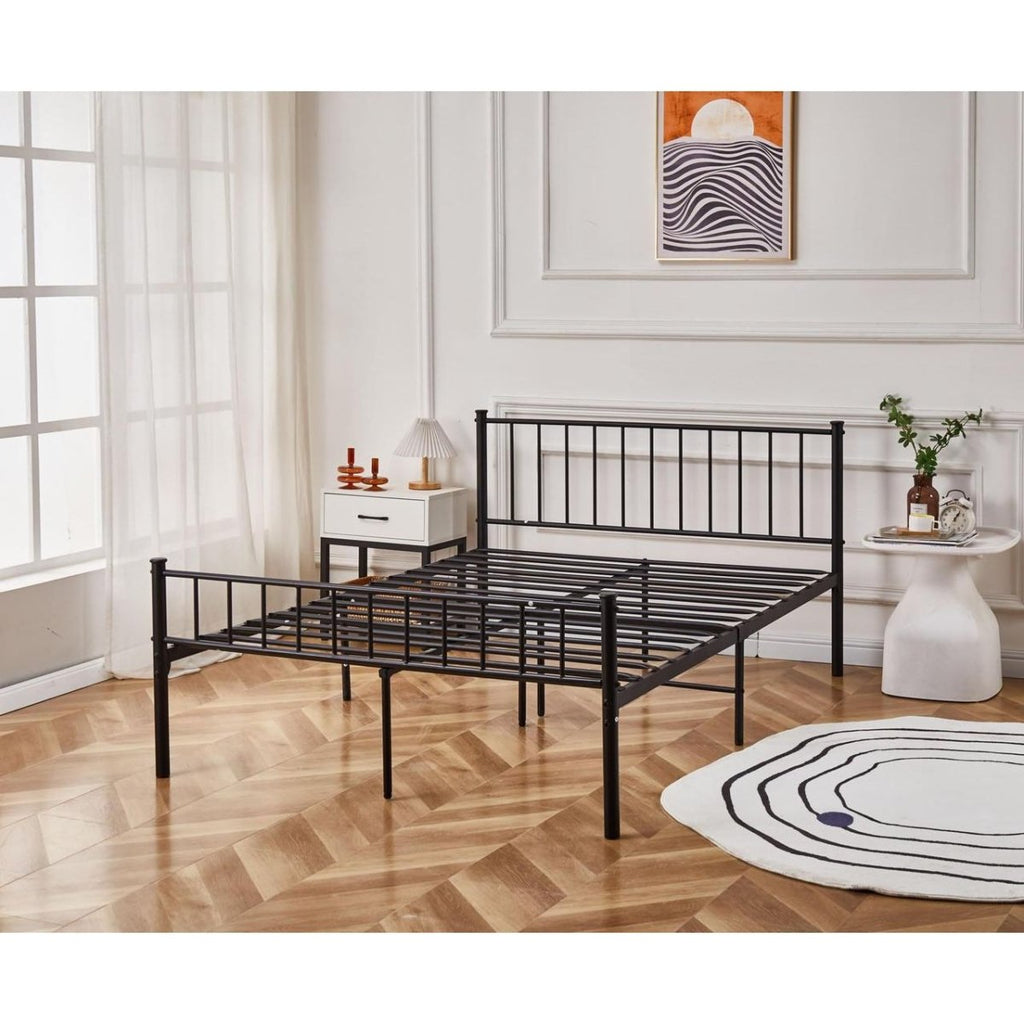 Cromer Modern Black Metal Bed Frame - Beales department store