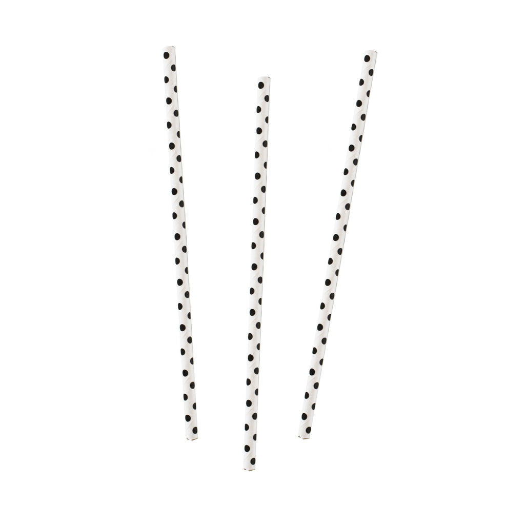White and Black Polka Dot Comic Superhero Paper Straws- 10 Inner Pack