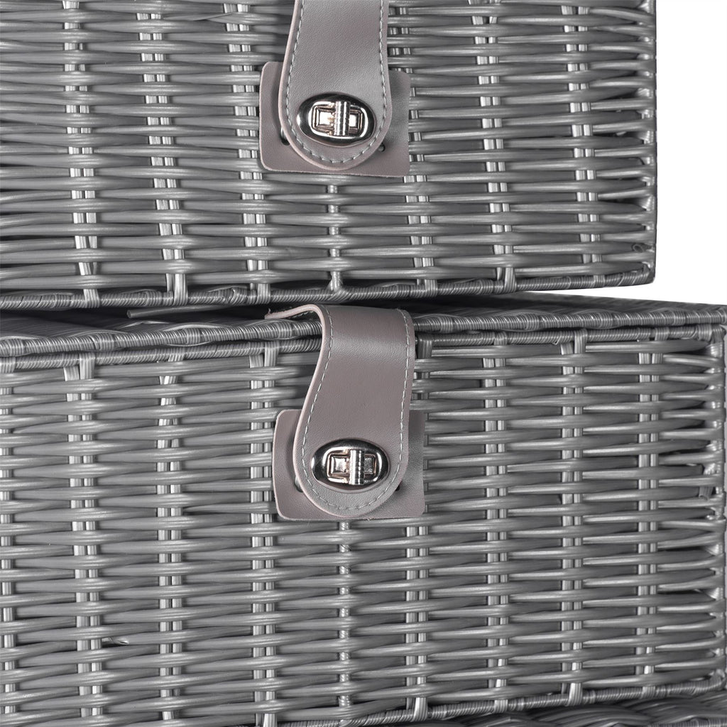 Resin Woven Storage Baskets - Set of 3 Grey | M&W