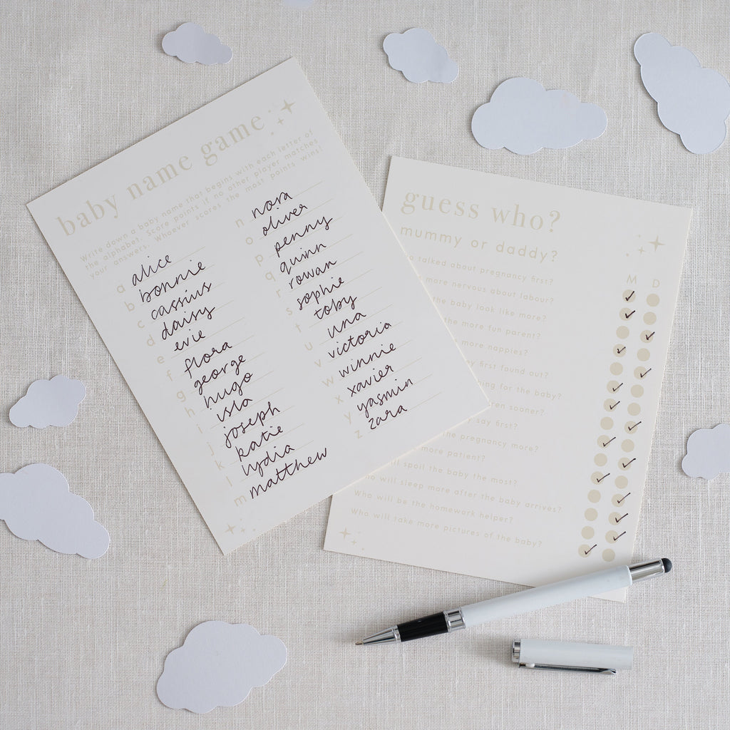 Double Sided Baby Shower Games Card- 5 Inner Pack