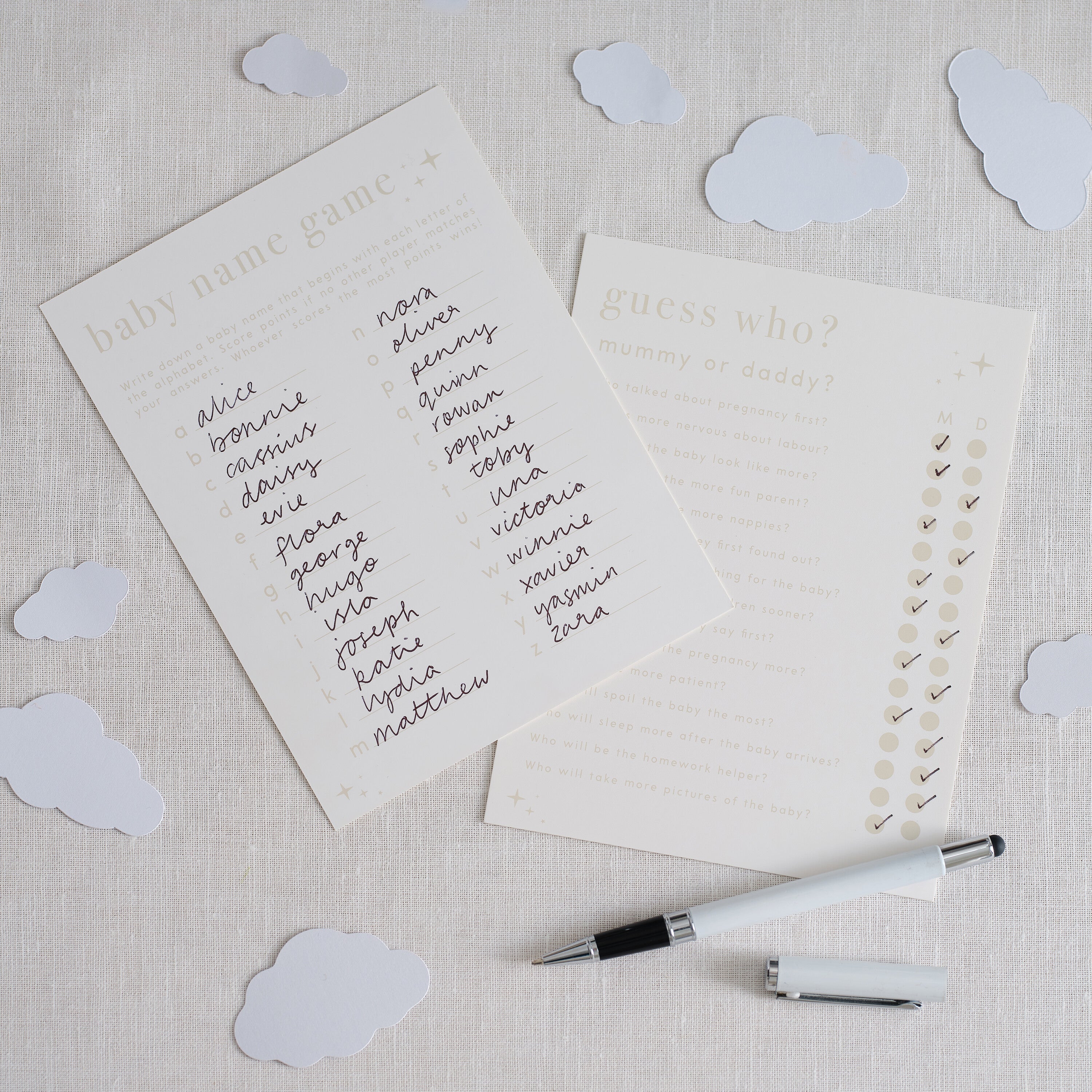 Double Sided Baby Shower Games Card- 5 Inner Pack