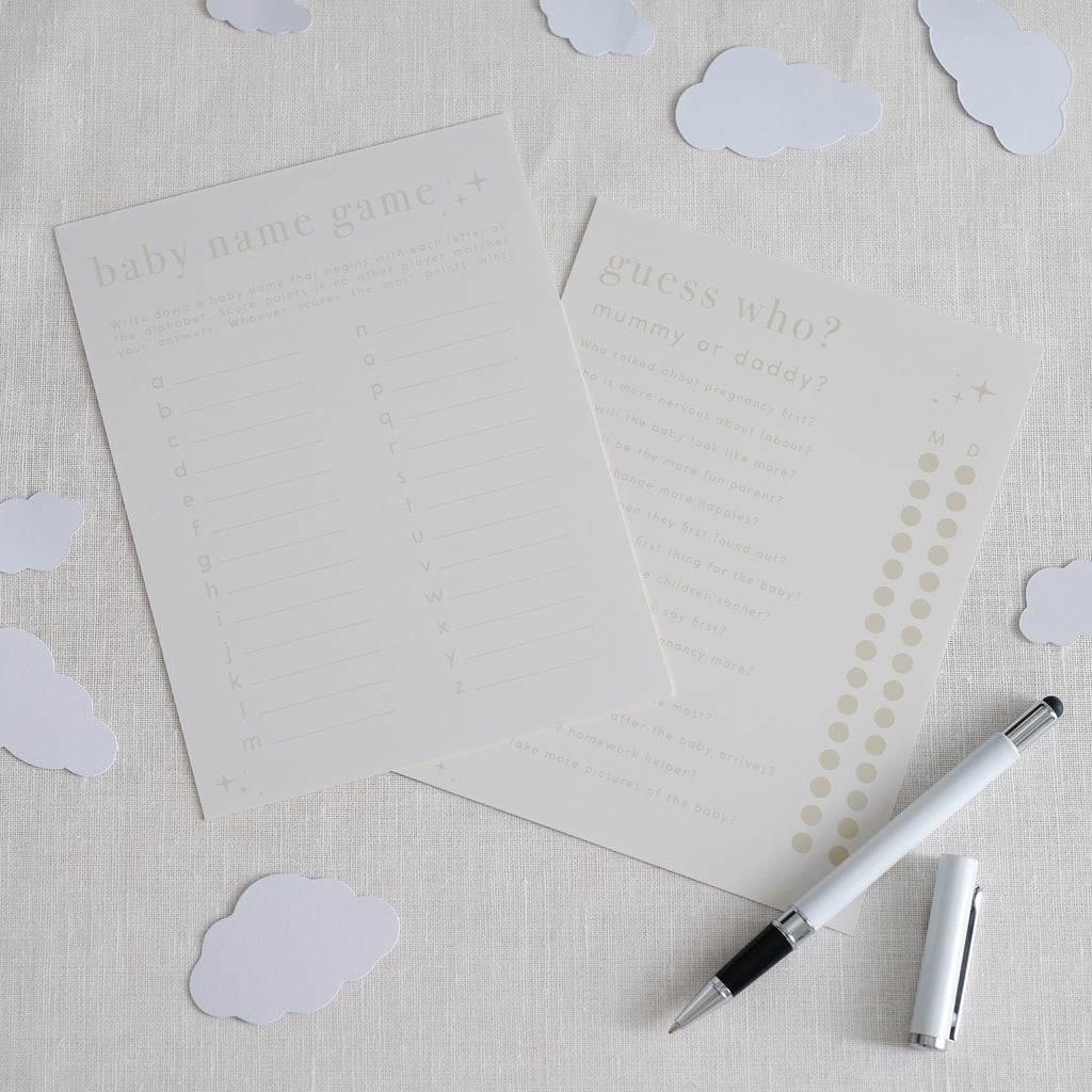 Double Sided Baby Shower Games Card- 5 Inner Pack