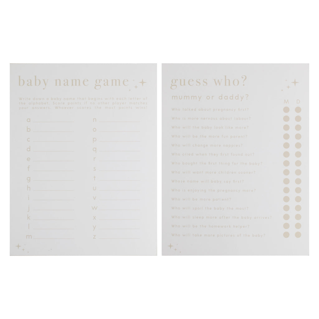 Double Sided Baby Shower Games Card- 5 Inner Pack