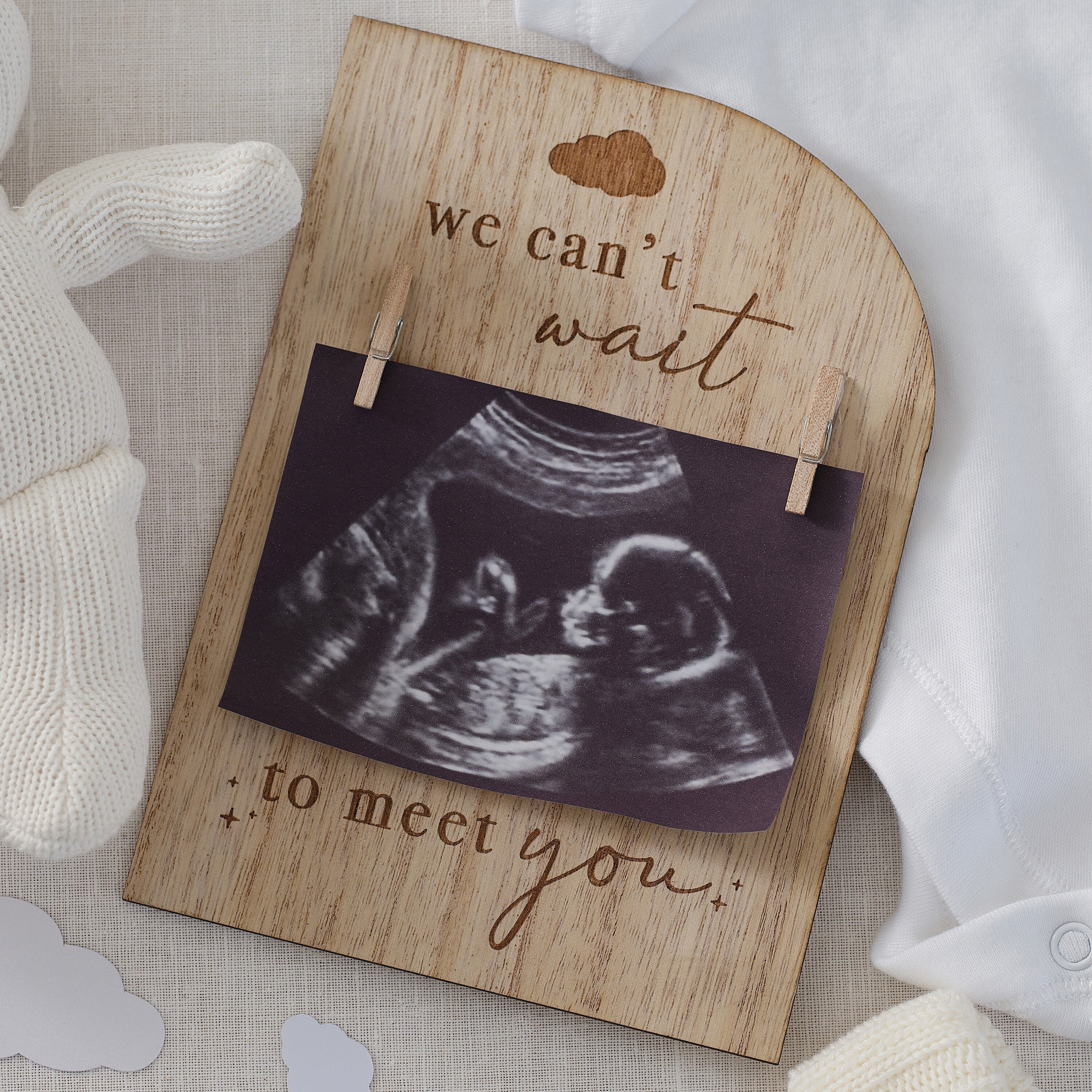 Wooden Engraved Pregnancy Announcement Sign- 5 Inner Pack