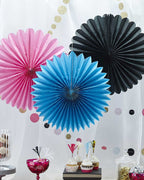 Pink, Black & Blue Paper Wall Fan Decorations (3pk)