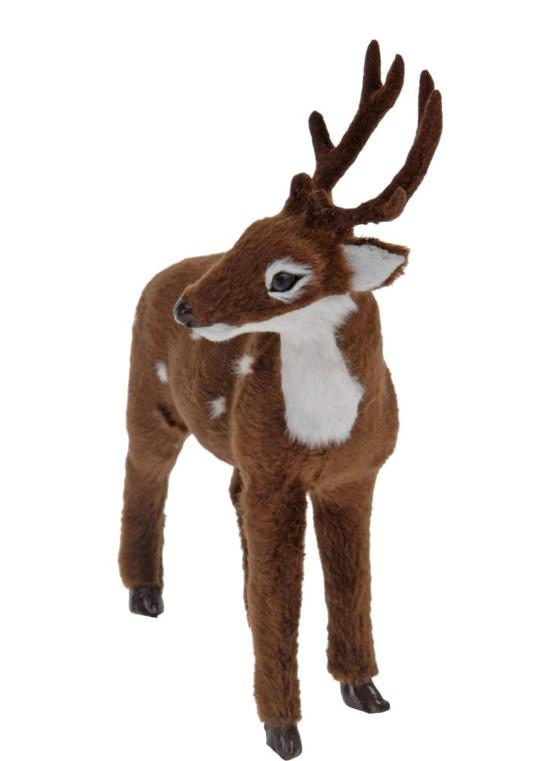 Deer With Faux Fur 15cm Looking To Side - Beales department store