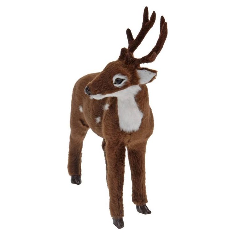 Deer With Faux Fur 15cm Looking To Side - Beales department store