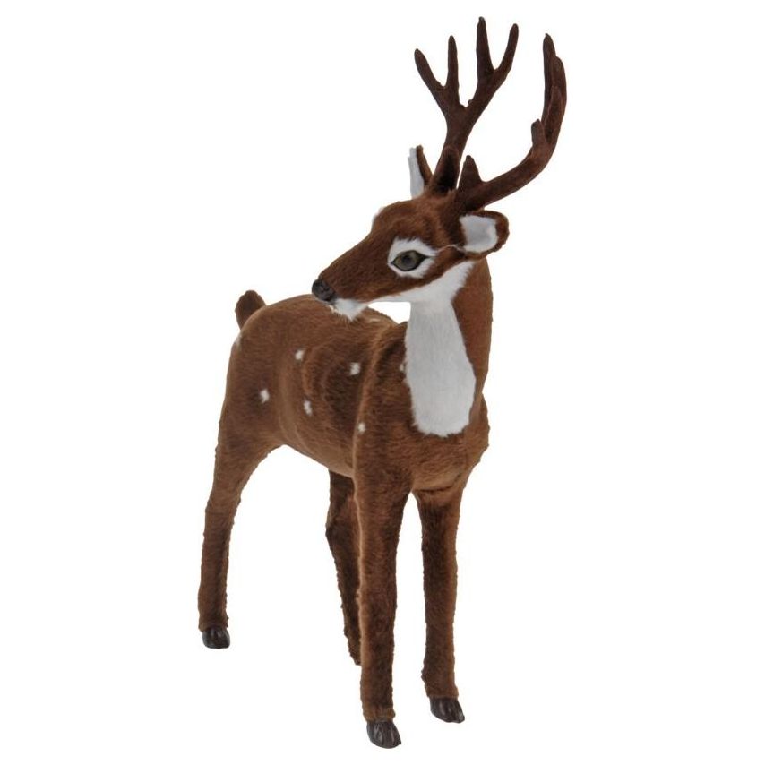 Deer With Faux Fur 26cm Looking To Side - Beales department store