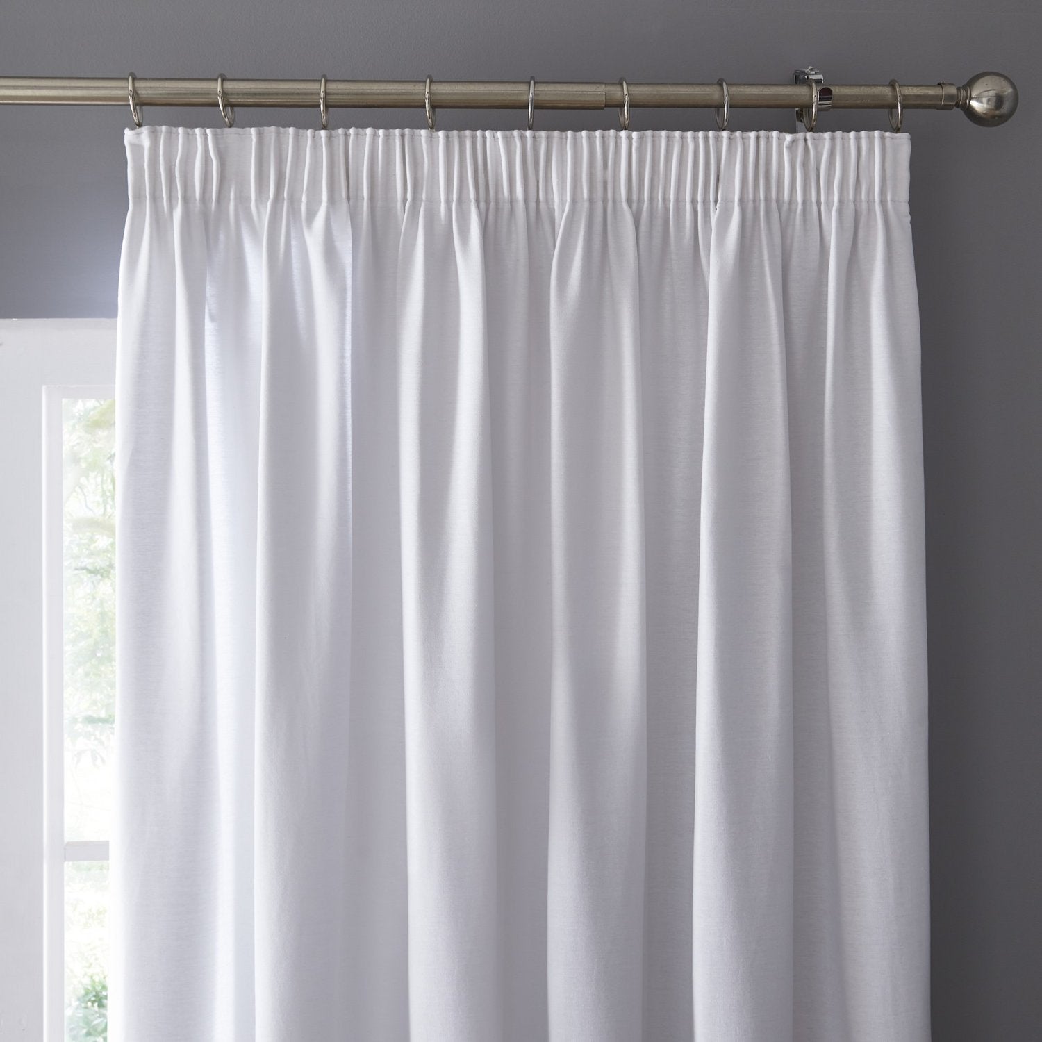 Dijon White Blackout Thermal Pencil Pleat Curtains