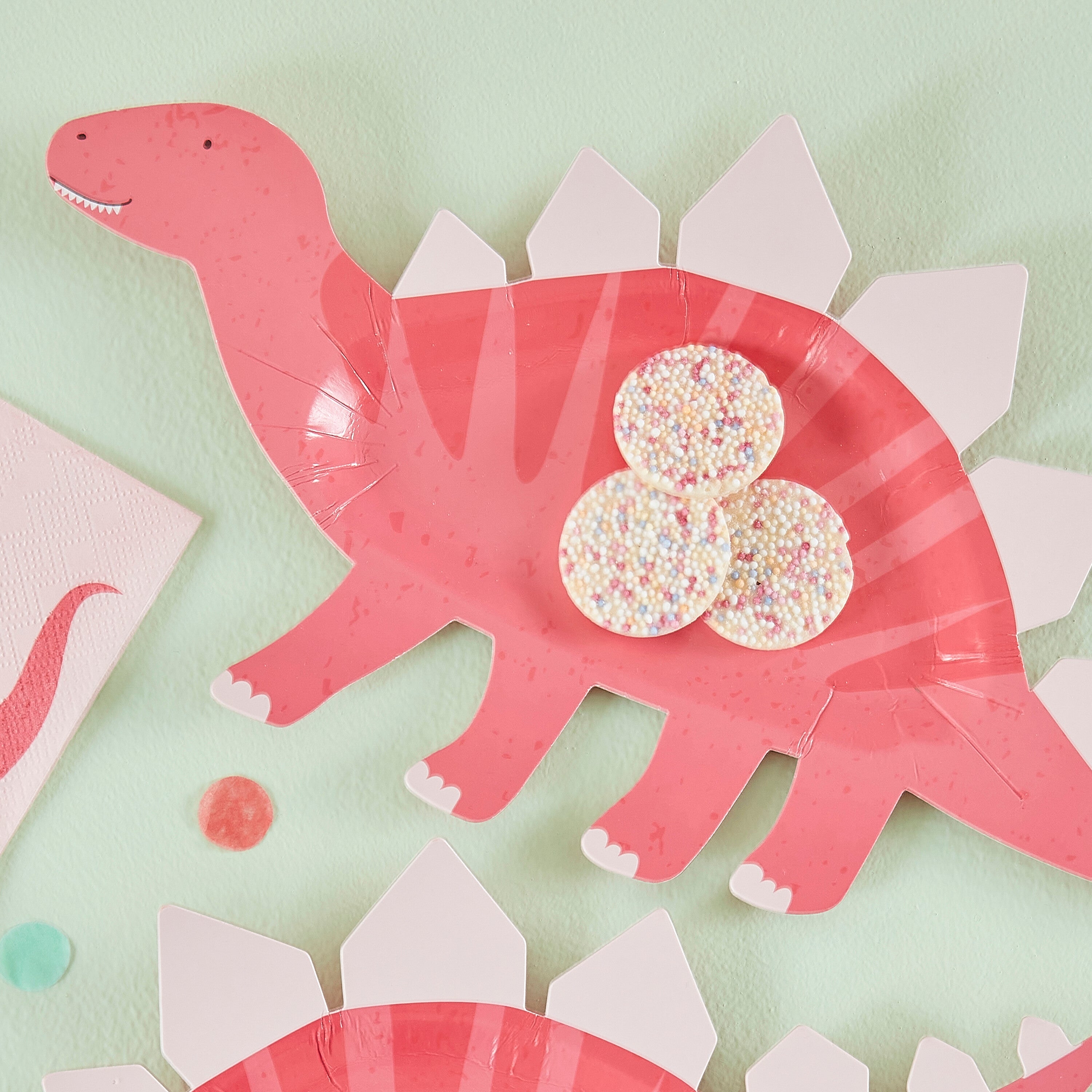 Pink Shaped Dinosaur Sweet Treat Plate