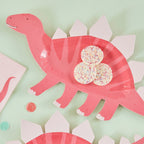 Pink Shaped Dinosaur Sweet Treat Plate- 5 Inner Pack