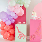 Pink Happy Birthday Dinosaur Shaped Bunting- 5 Inner Pack