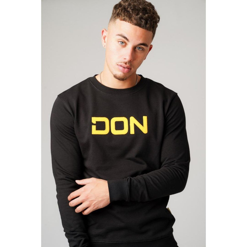 Don Jeans Don Applique Sweatshirt Black & Yellow - Beales department store