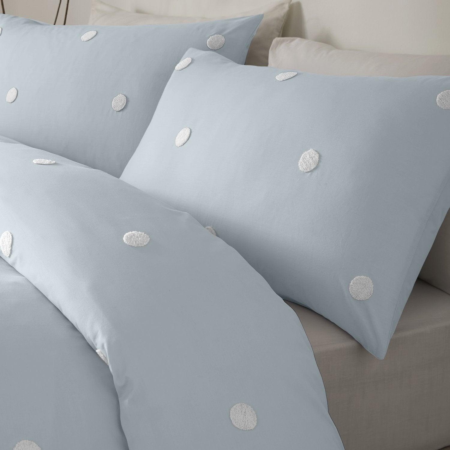 Dot Garden Duck Egg 100% Cotton Duvet Set
