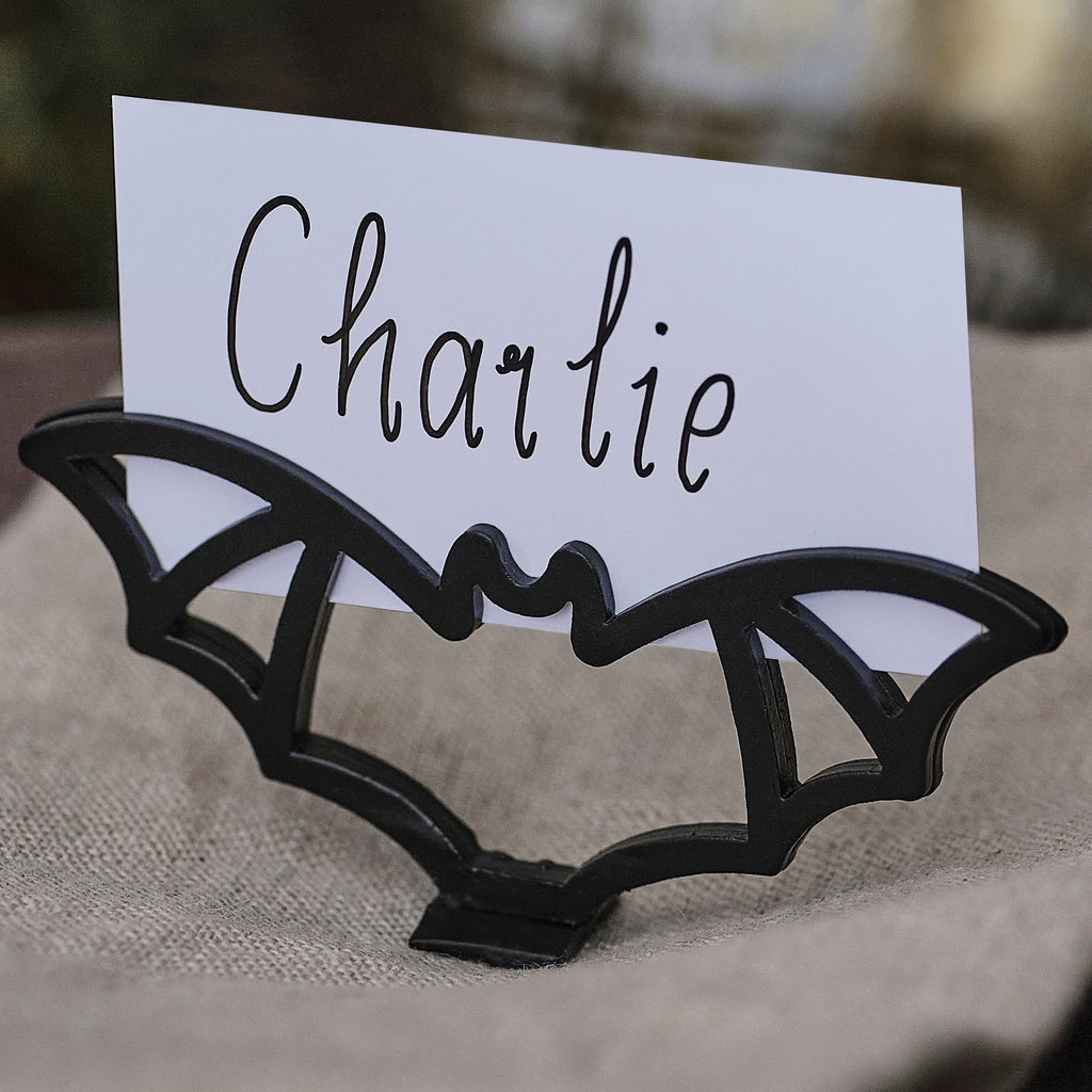 Metal Black Bat Place Card Holder- 5 Inner Pack
