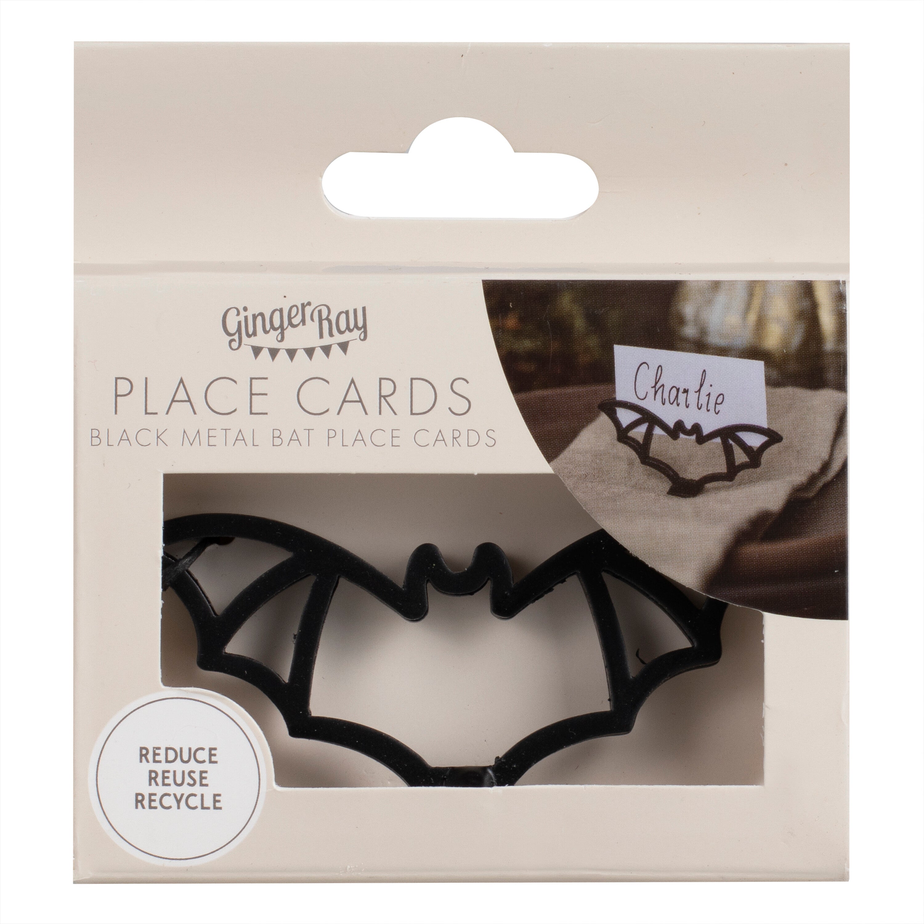 Metal Black Bat Place Card Holder- 5 Inner Pack