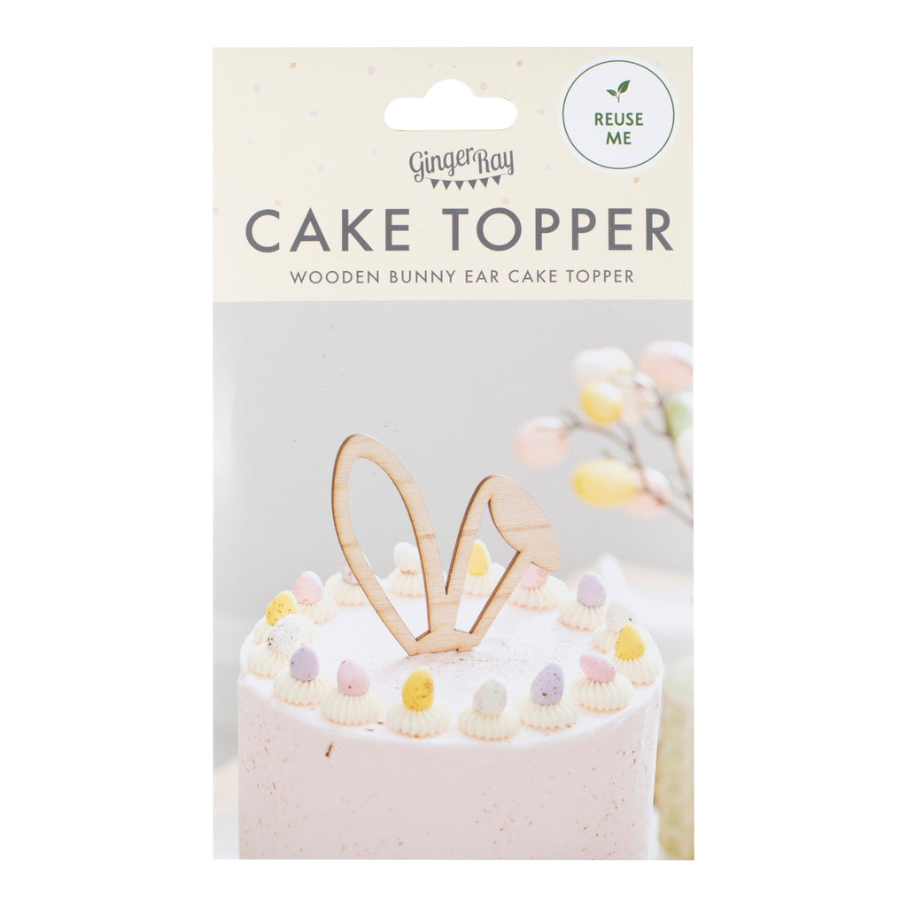 Wooden Bunny Ears Easter Cake Topper